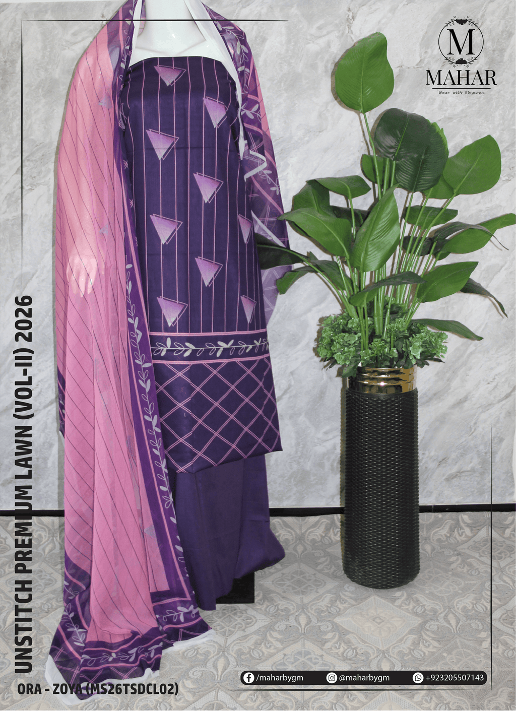 Zoya | 3-Piece Lawn Suit - ORA (Unstitch Digital Printed Vol-II)