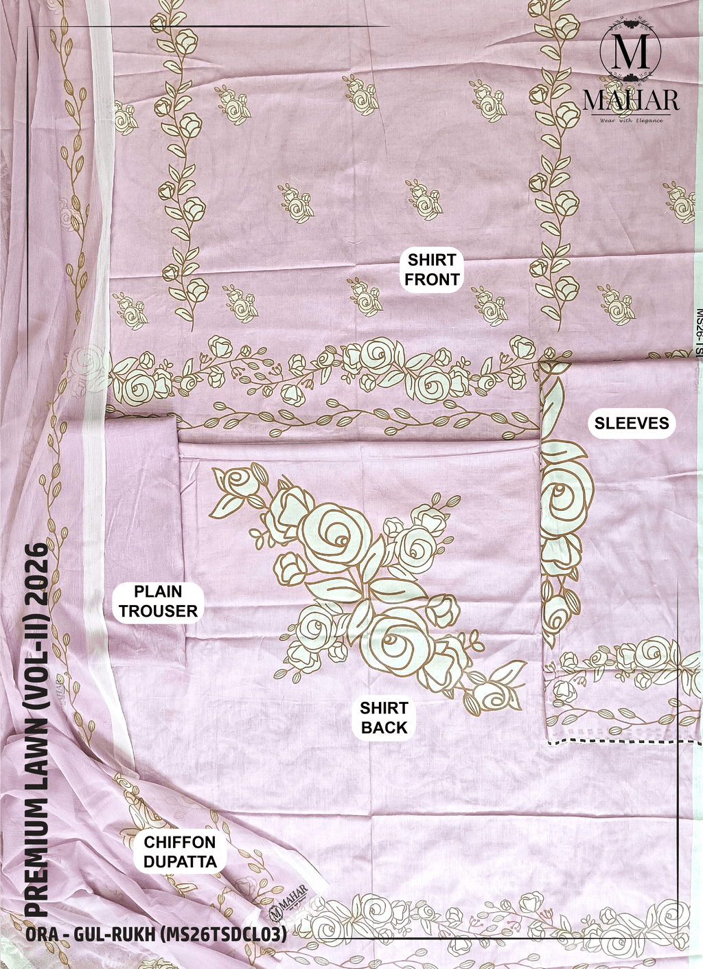 Gul rukh | 3-Piece Lawn Suit - ORA (Unstitch Digital Printed Vol-II)