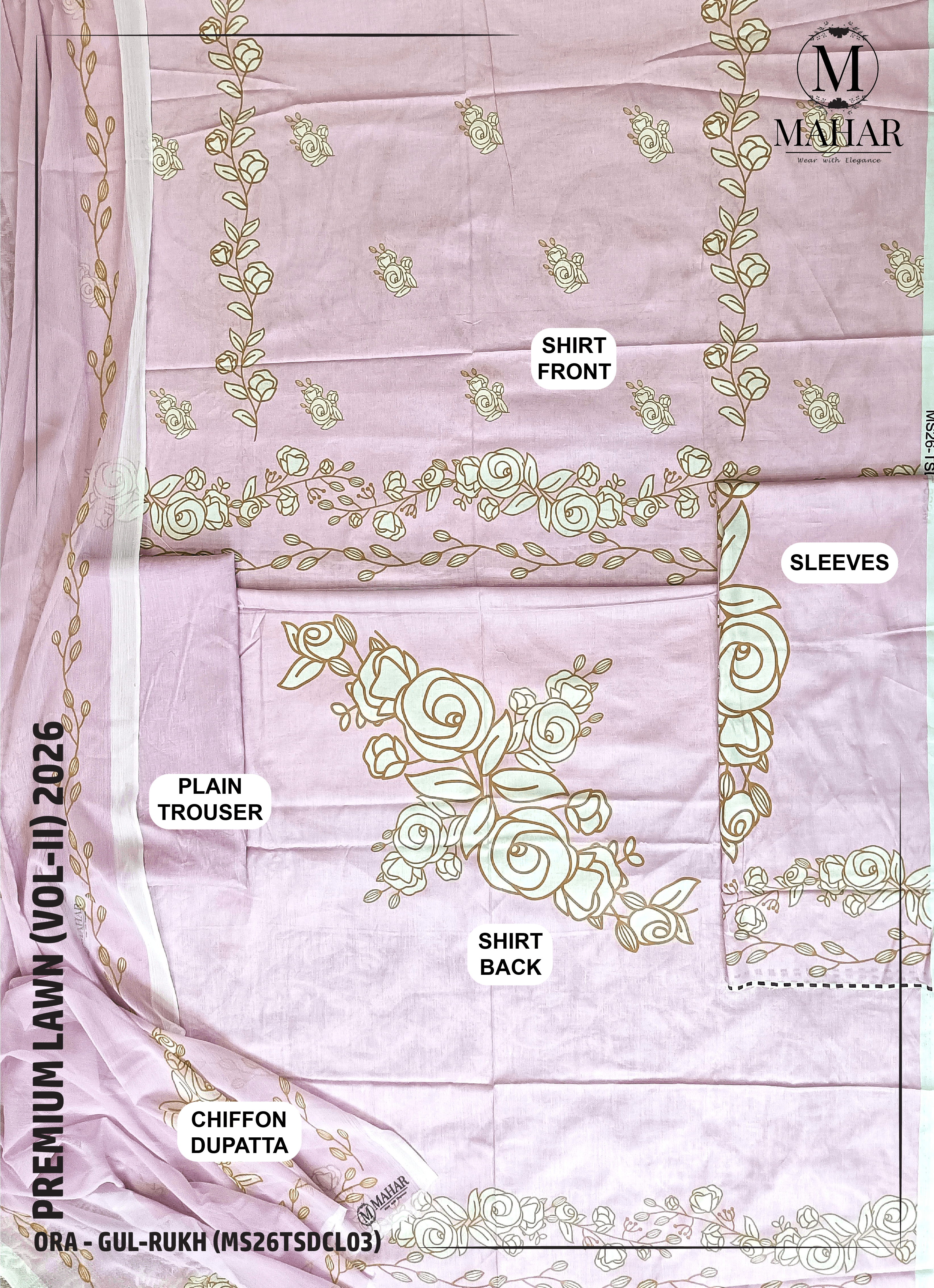 Gul rukh | 3-Piece Lawn Suit - ORA (Unstitch Digital Printed Vol-II)